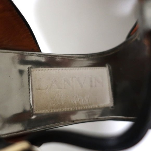 Lanvin Bow T-Strap Sandals Silver & Black Size 37 - Picture 10 of 12